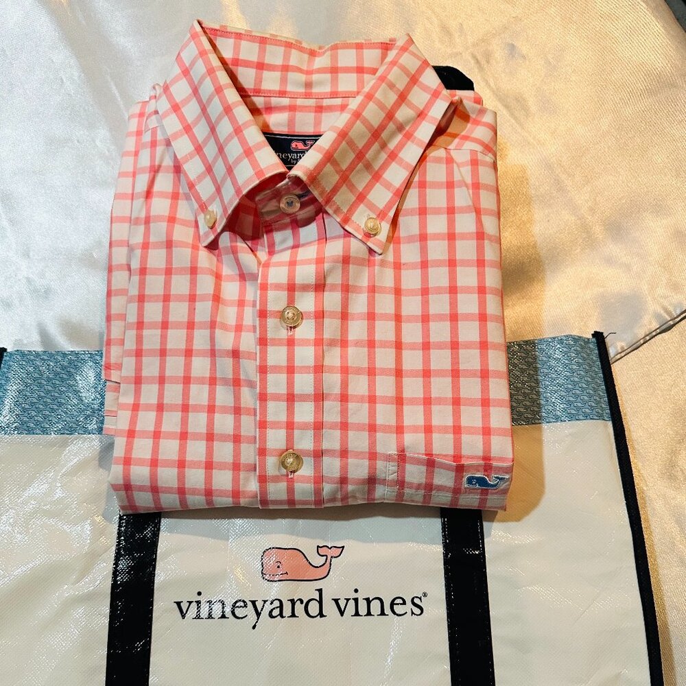 Vineyard Vines Men’s Classic Fit Tucker Shirt Pink & White, Size M
